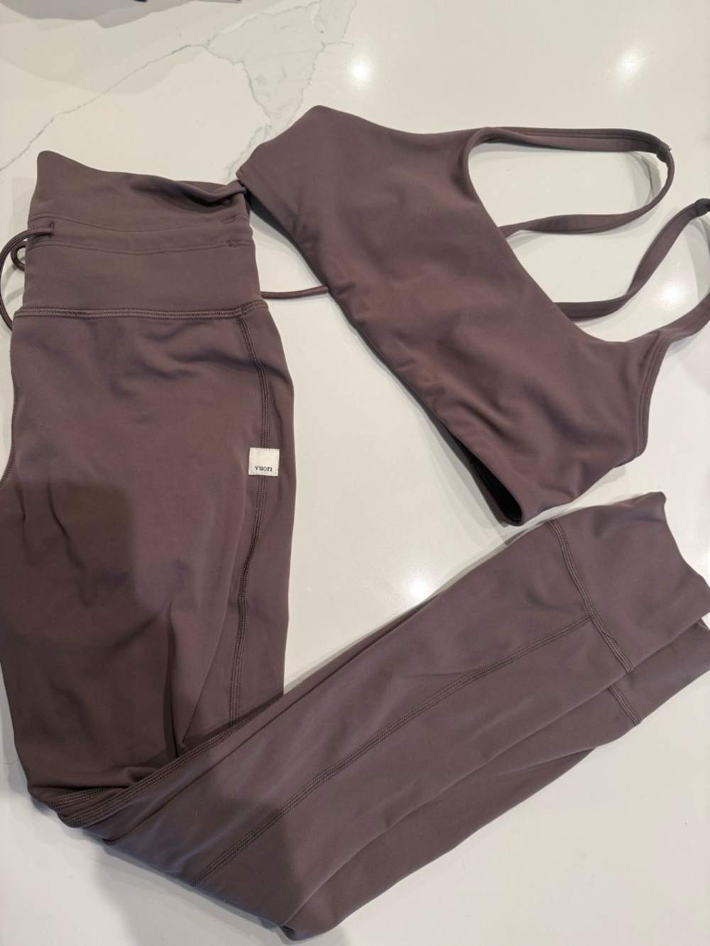 Vuori mauve-brown leggings and matching sports bra set